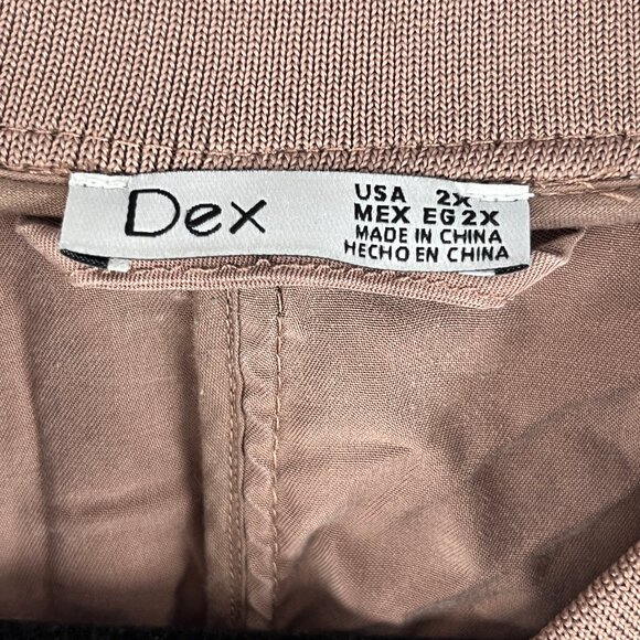 DEX Windbreaker Jacket Size 2X Pink Long Sleeve Full Zip Band Collar Pockets - Picture 5 of 9